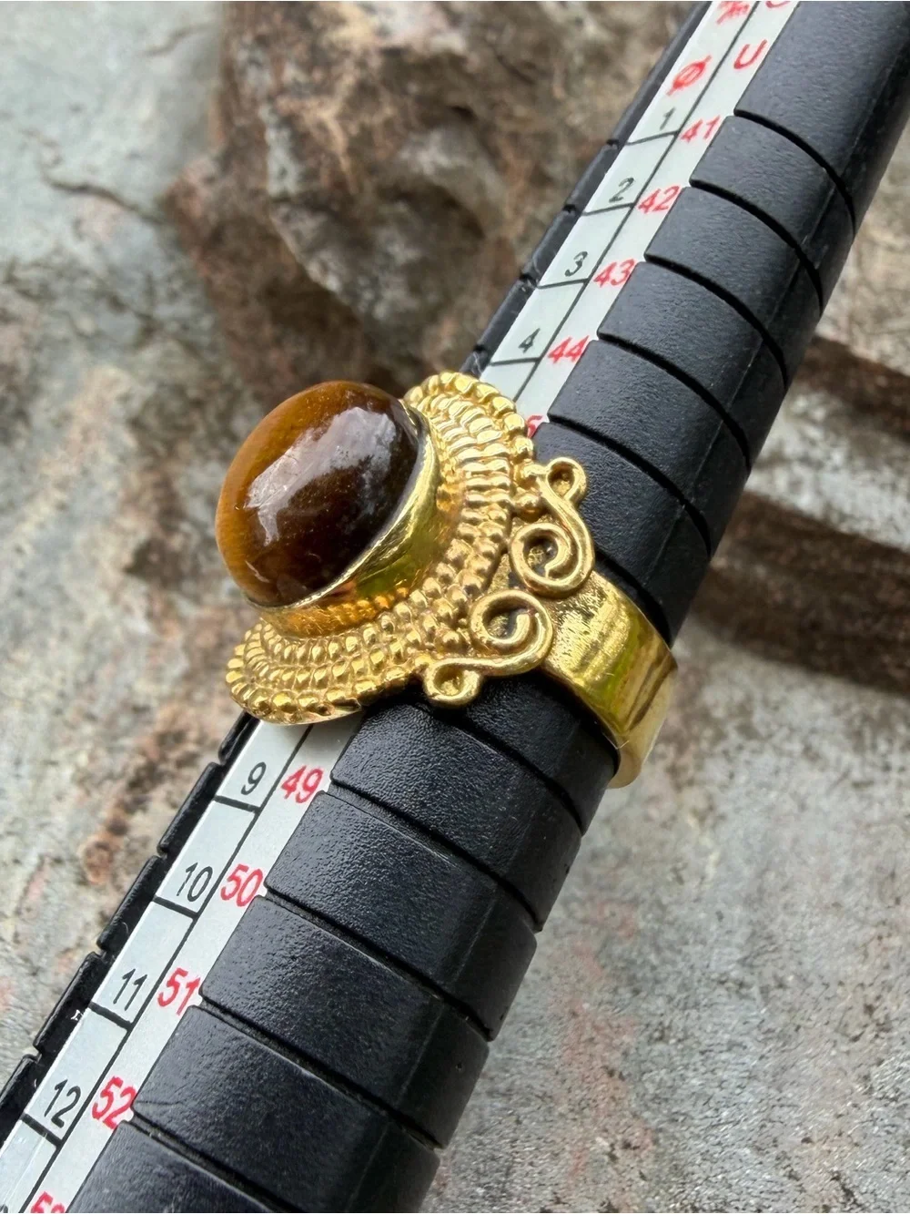 Gold Tiger’s Eye Genuine Gemestone Small Pinky Ring 4
